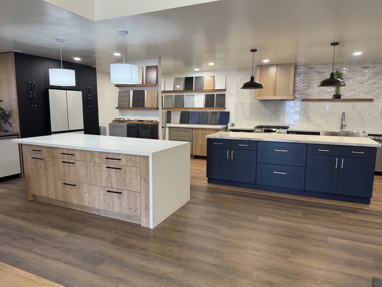 X Cabinet and Stone commercial office buildout completed by Multiple Builders Inc.