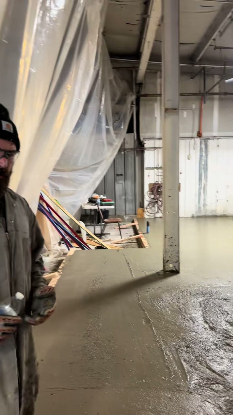 Interior of a commercial building before concrete floor pour