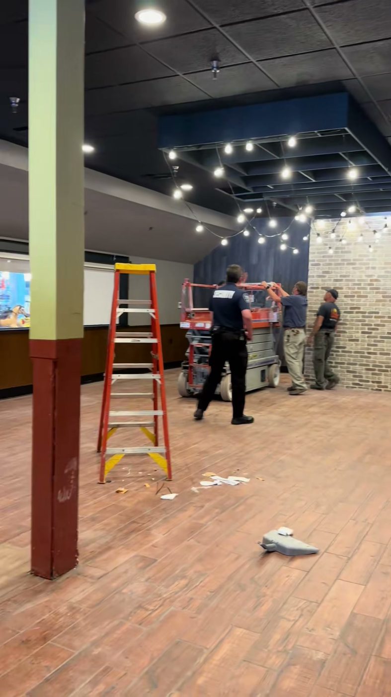 Restaurant entry and dining area under construction
